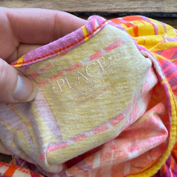 The Children's Place Hawaiian Pink and Yellow Palm Dress Size Small 5/6 Hi Low - Picture 2 of 3